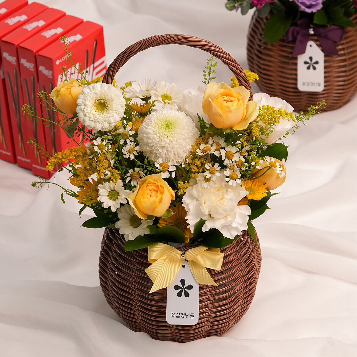 계절 꽃바구니+빼빼로 5개