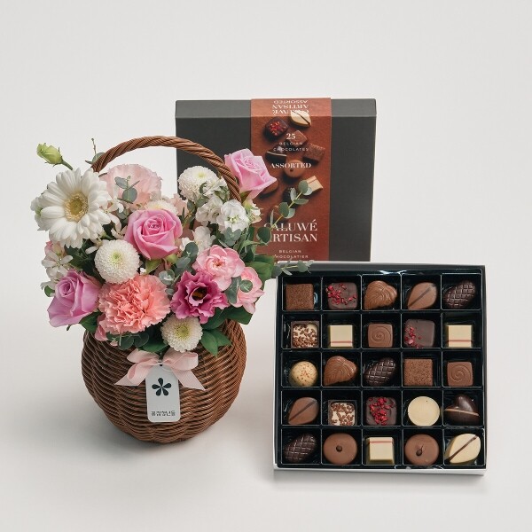 꽃집청년들,계절 꽃바구니+칼루위 초콜릿 25구