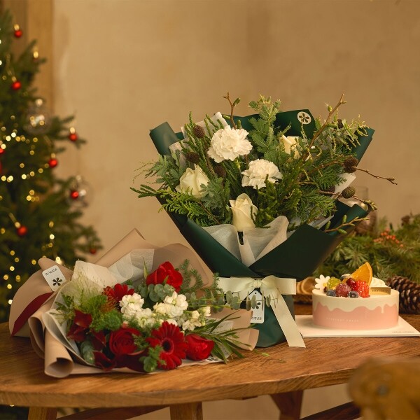 꽃집청년들,크리스마스 꽃다발+케이크